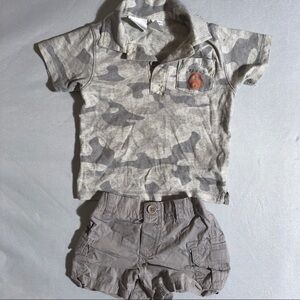 Miniwear gray peace shirt and shorts matching set